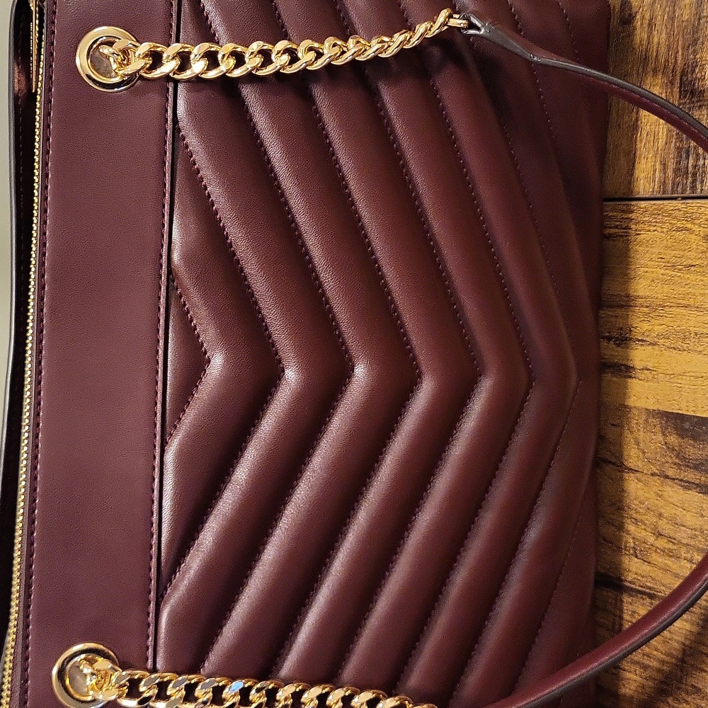 Michael Kors Whitney Tote in Oxblood with Gold Chain - Picture 5 of 11